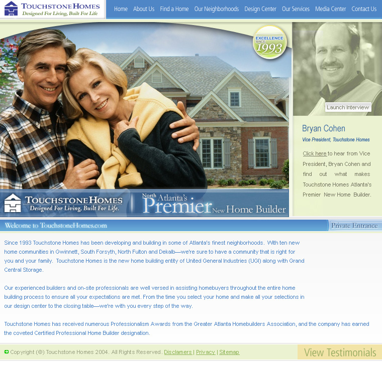 Touchstone Homes Web Design